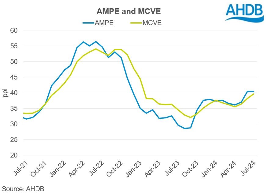 line graph tracking changes over 3 year in AMPE MCVE